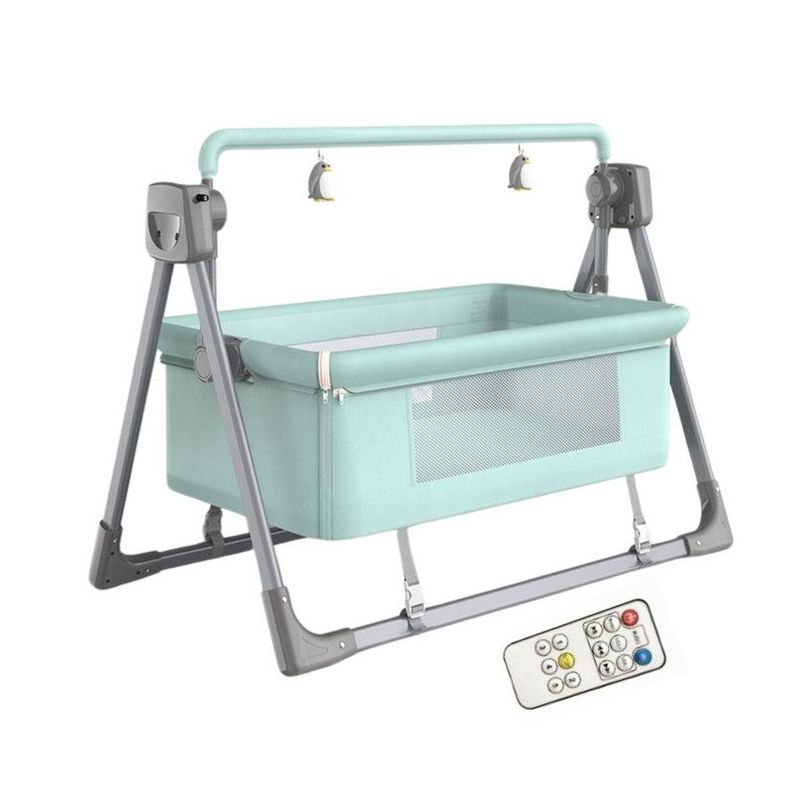 CUNA COLECHO MECEDORA ELECTRICA PLEGABLE Y BLUETOOTH VERDE