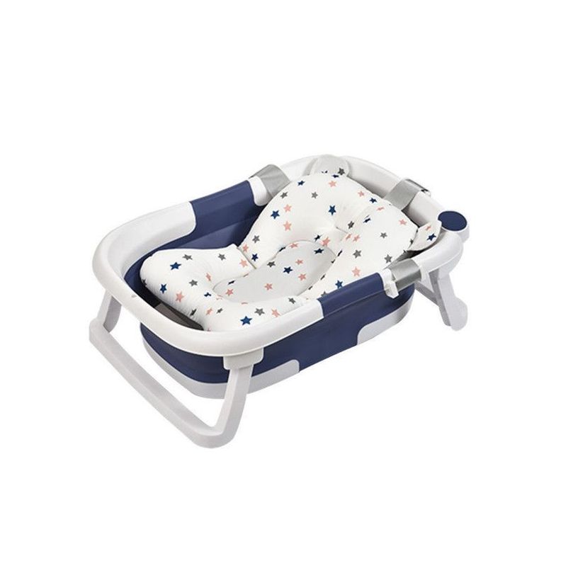 Tina Bañera Plegable para Bebé con Cojín y Termómetro Azul-1