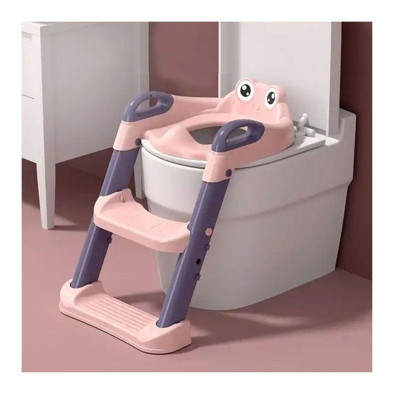 Asiento y Escalera Adaptador Plegable para Baño Niños Rosa-1