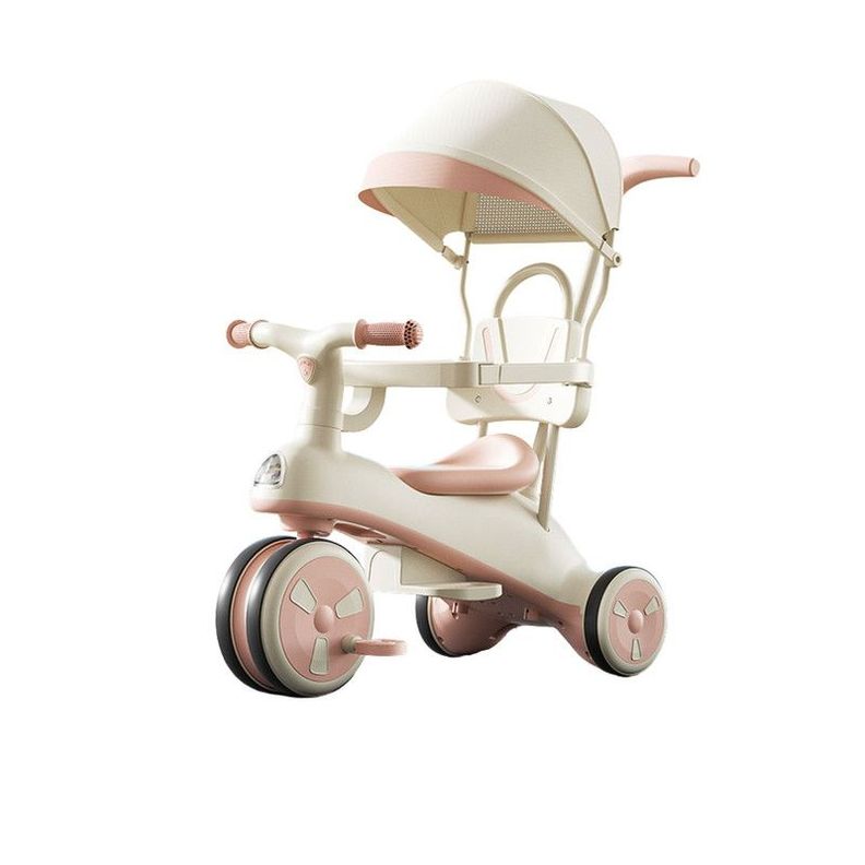 Coche Triciclo Con Techo Y Andador Con Luz Y Musica Rosa Rosado