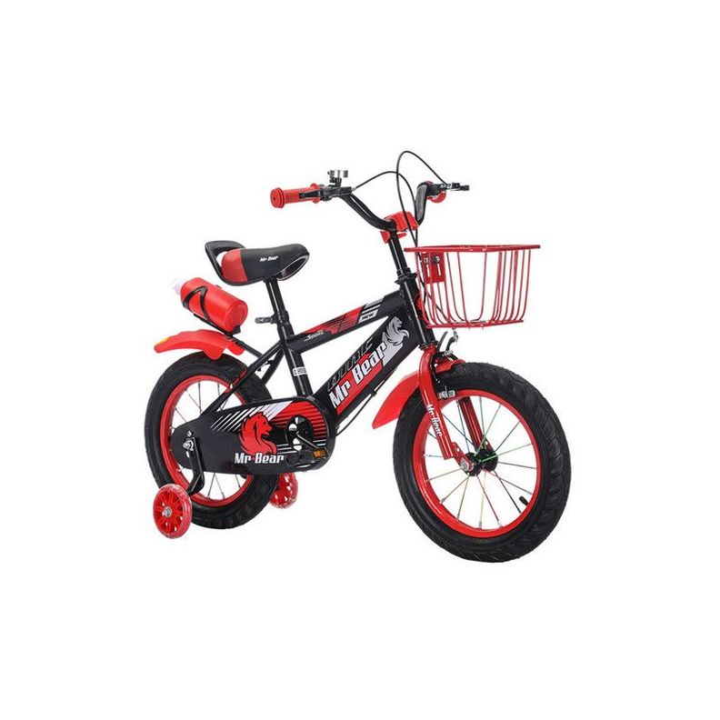 Bicicleta Aro 14 con Cesta, Ruedas Luces y Botellon de Agua Rojo