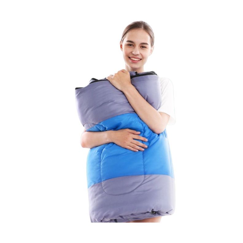 Saco de Dormir Camping 1800g con Gorro Playa Cabaña Algodón Azul-3