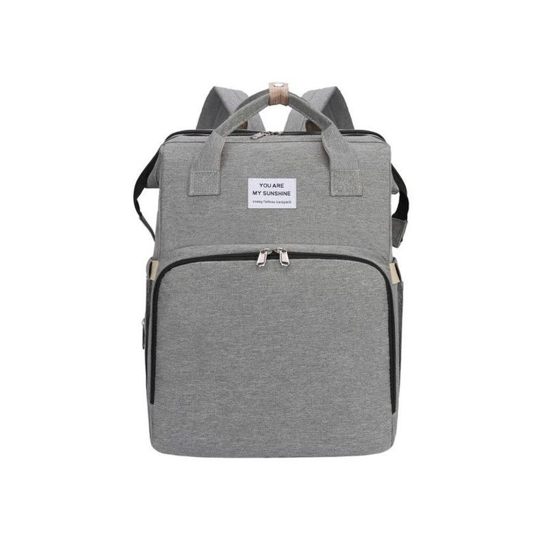Mochila 3 en 1 - Bolso, Cuna y Mudador Portátil Gris-0