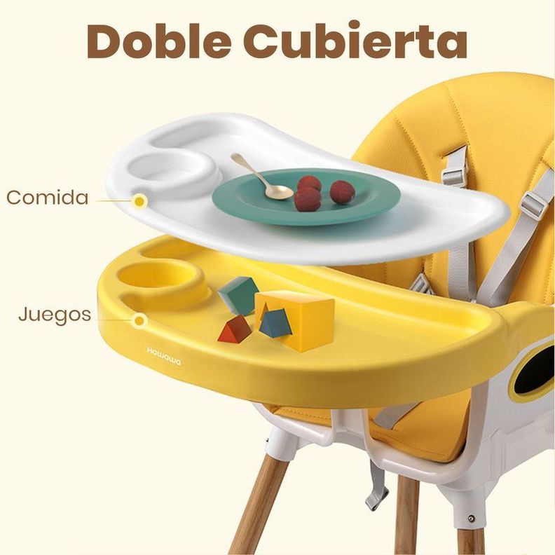 Silla De Comer 2 Alturas Cubiertas Cambiables Y Cinturón Seg-3