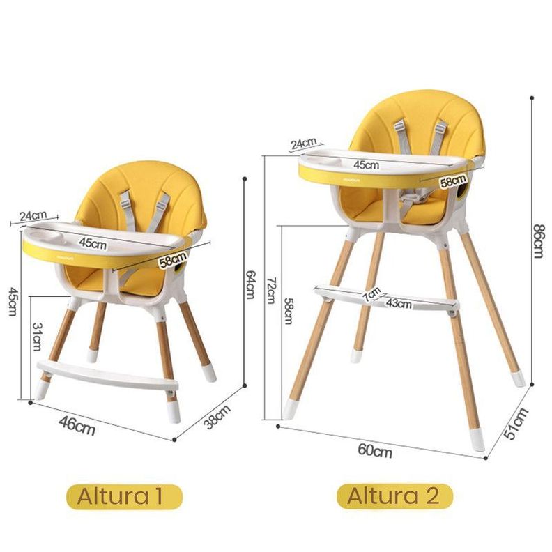 Silla De Comer 2 Alturas Cubiertas Cambiables Y Cinturón Seg-1