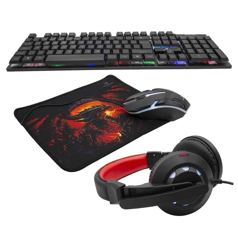 Kit Gamer Monster Games K4125 Teclado Mouse Audífono Mousepad-1