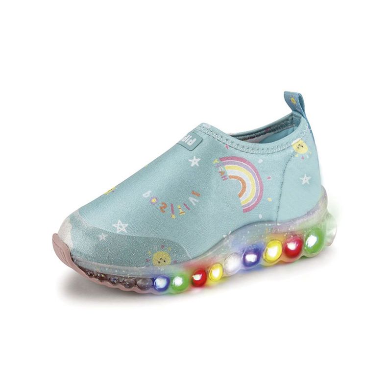 Zapatillas de Luces Rainbow Roller Celebration Celeste Niña Bibi-0