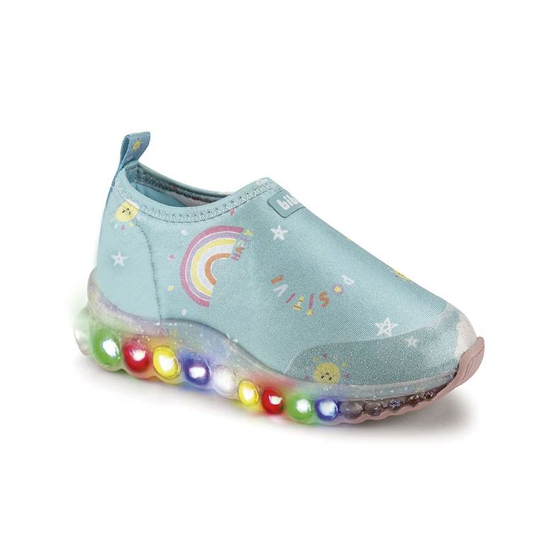 Zapatillas de Luces Rainbow Roller Celebration Celeste Niña Bibi-1