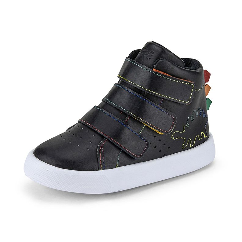 Zapatillas Caña Alta Dinosaurio Agility Mini II Negro Bibi.-0