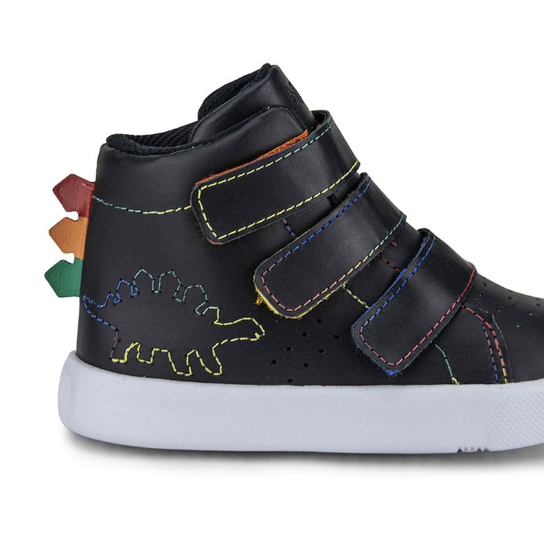 Zapatillas Caña Alta Dinosaurio Agility Mini II Negro Bibi.-4