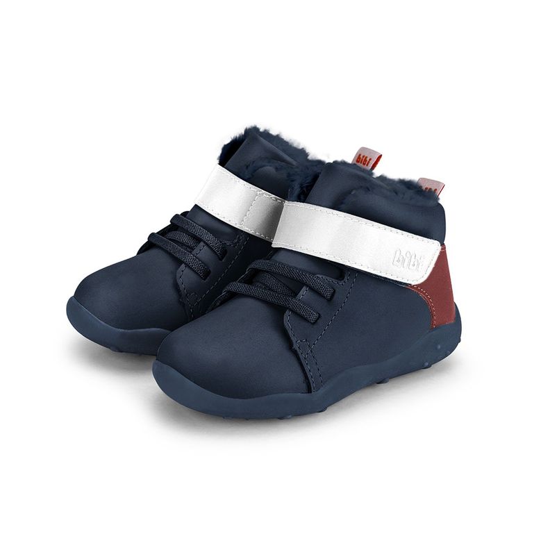 Zapatillas Caña Alta Piel De Peluche Fisioflex 4.0 II Azul Marino Bibi.-2