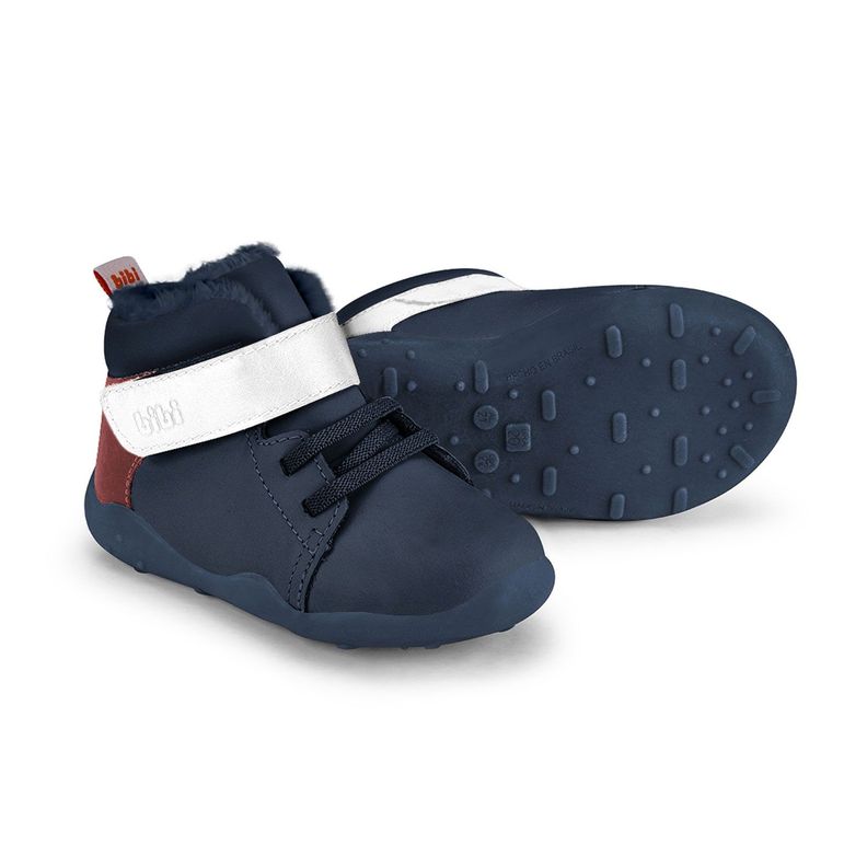 Zapatillas Caña Alta Piel De Peluche Fisioflex 4.0 II Azul Marino Bibi.-3