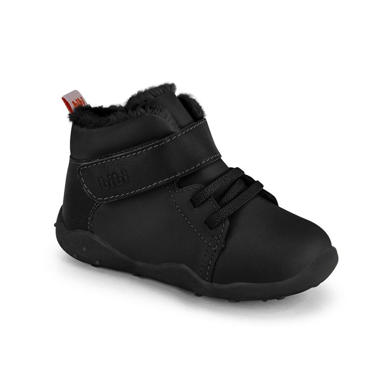 Zapatillas Caña Alta Piel De Peluche Fisioflex 4.0 II Negro Bibi.-1