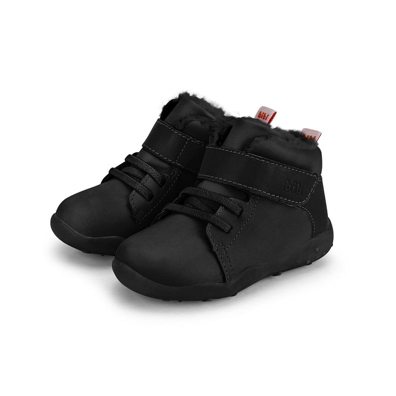 Zapatillas Caña Alta Piel De Peluche Fisioflex 4.0 II Negro Bibi.-2