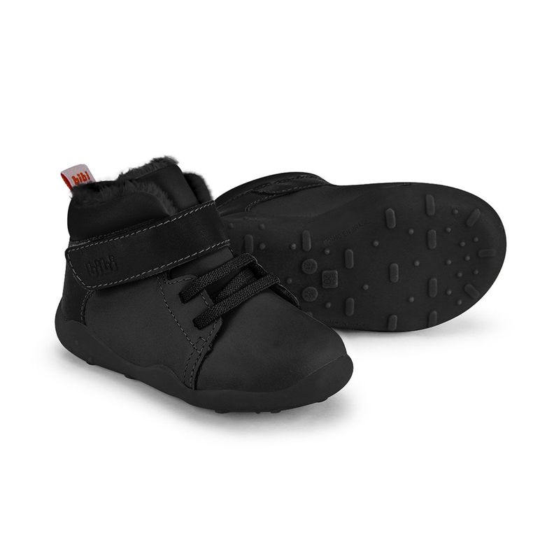 Zapatillas Caña Alta Piel De Peluche Fisioflex 4.0 II Negro Bibi.-3