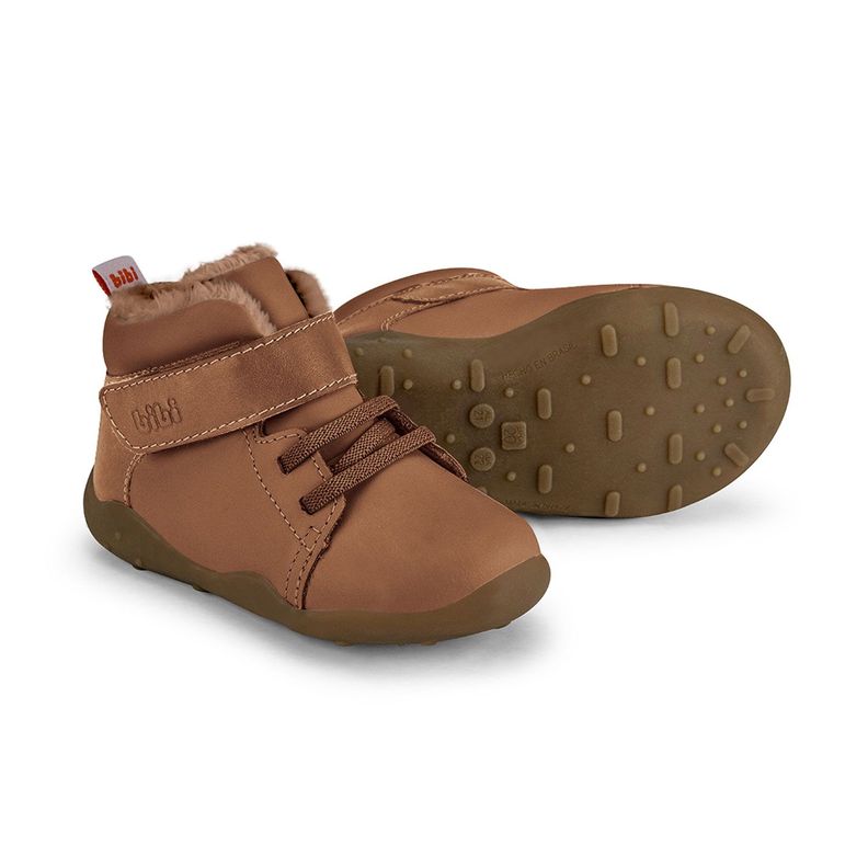 Zapatillas Caña Alta Piel De Peluche Fisioflex 4.0 II Café Bibi.-3