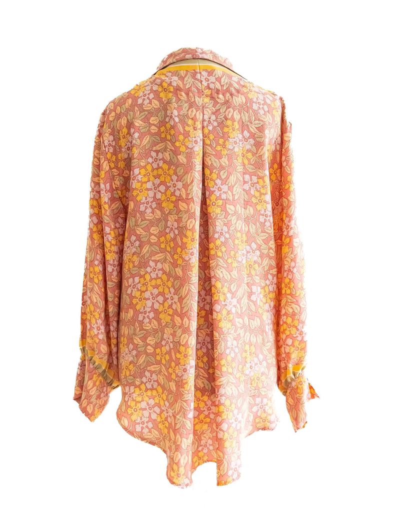 Blusón Camisero Seda Coral -1
