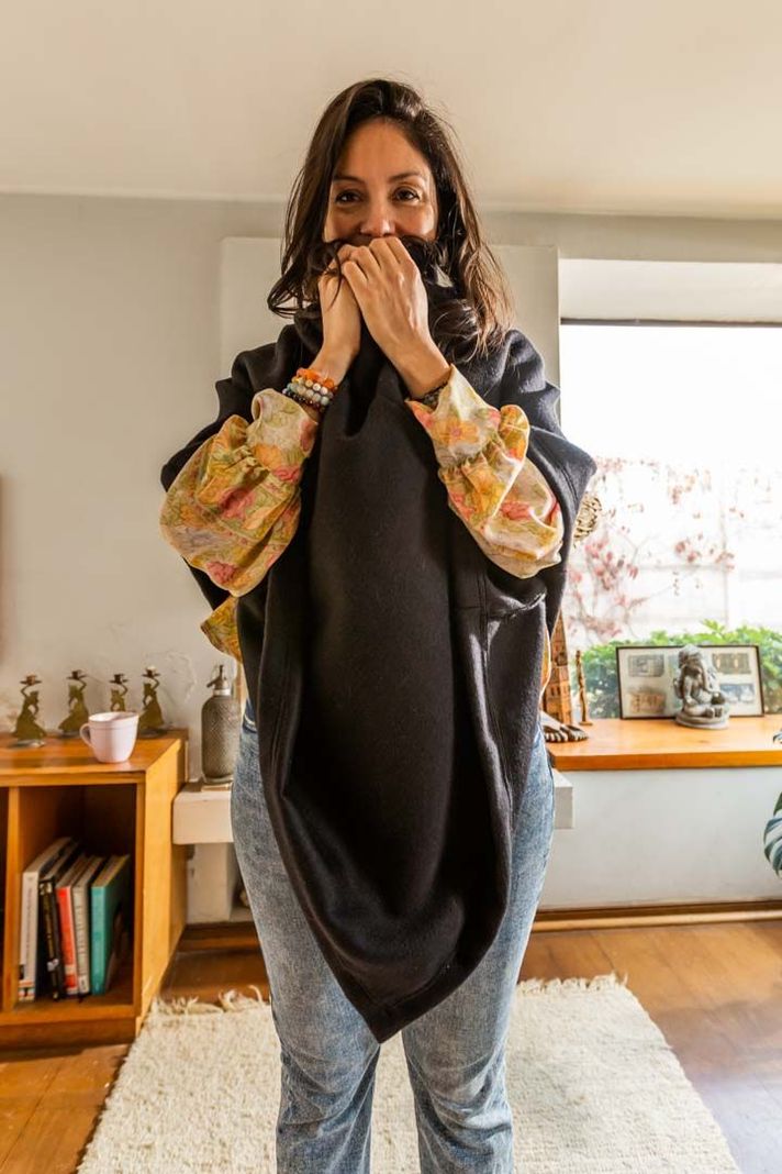 Poncho Noche 100% Lana-3