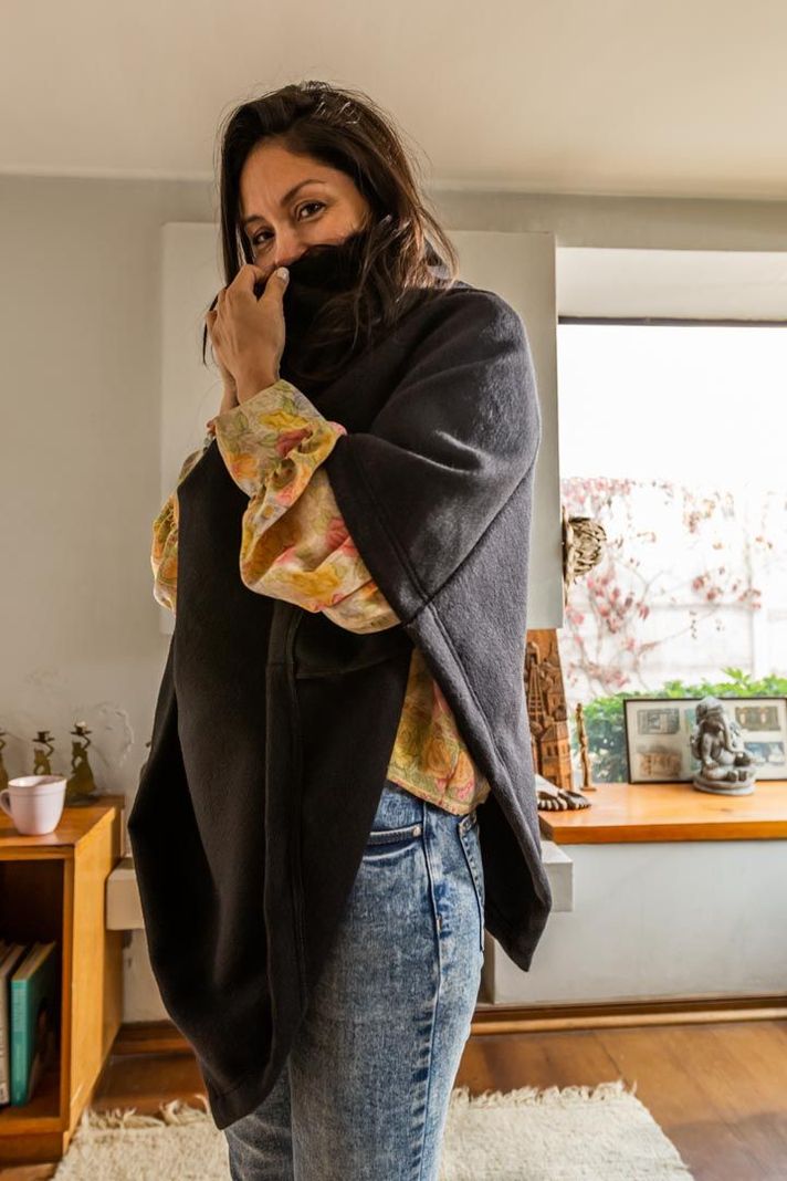 Poncho Noche 100% Lana-5