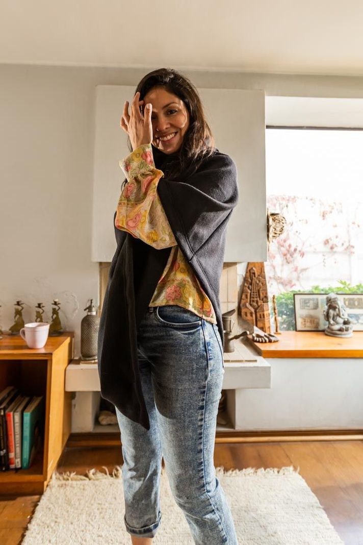 Poncho Noche 100% Lana-7