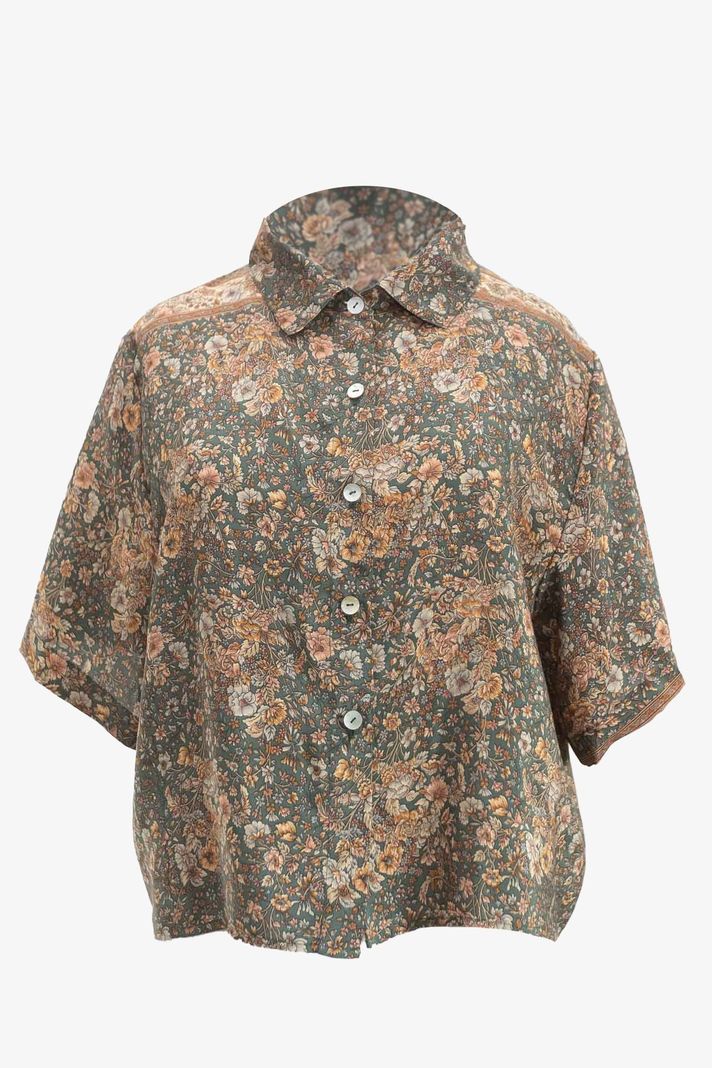 Camisa Crop Seda Verde-1