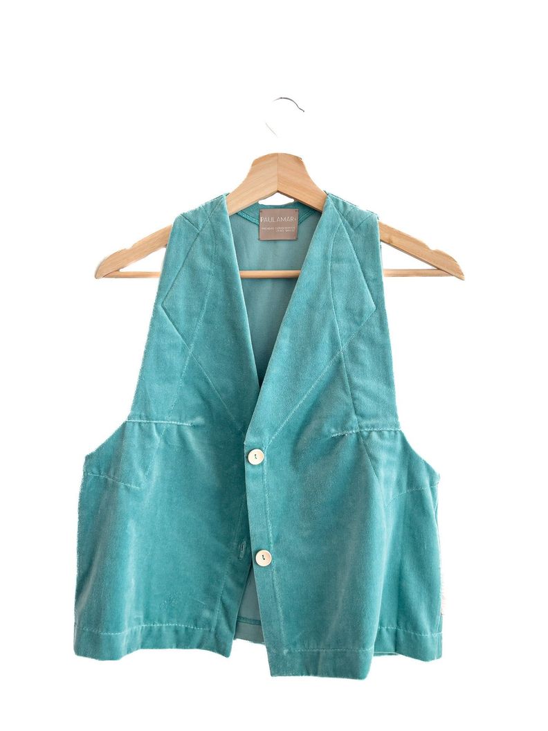 Vest Terciopelo Algodón Orgánico Celeste-0