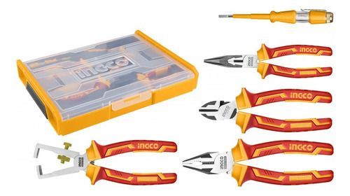 Set Herramientas Vde Industrial + Caja Organizadora 5 Pcs Ingco Hktv01P051-0