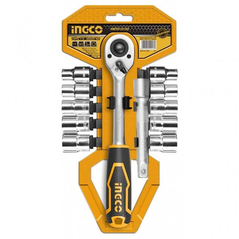 Set Dados Y Chicharra Industrial 12 Piezas 1/2" Ingco