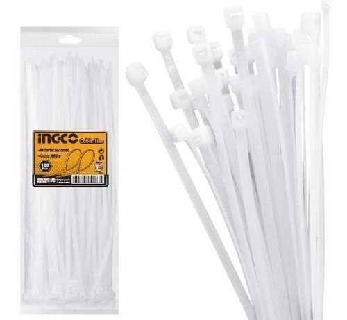 Pack 100 Amarras Plasticas Blancas 9X600Mm Ingco Hct6001-0