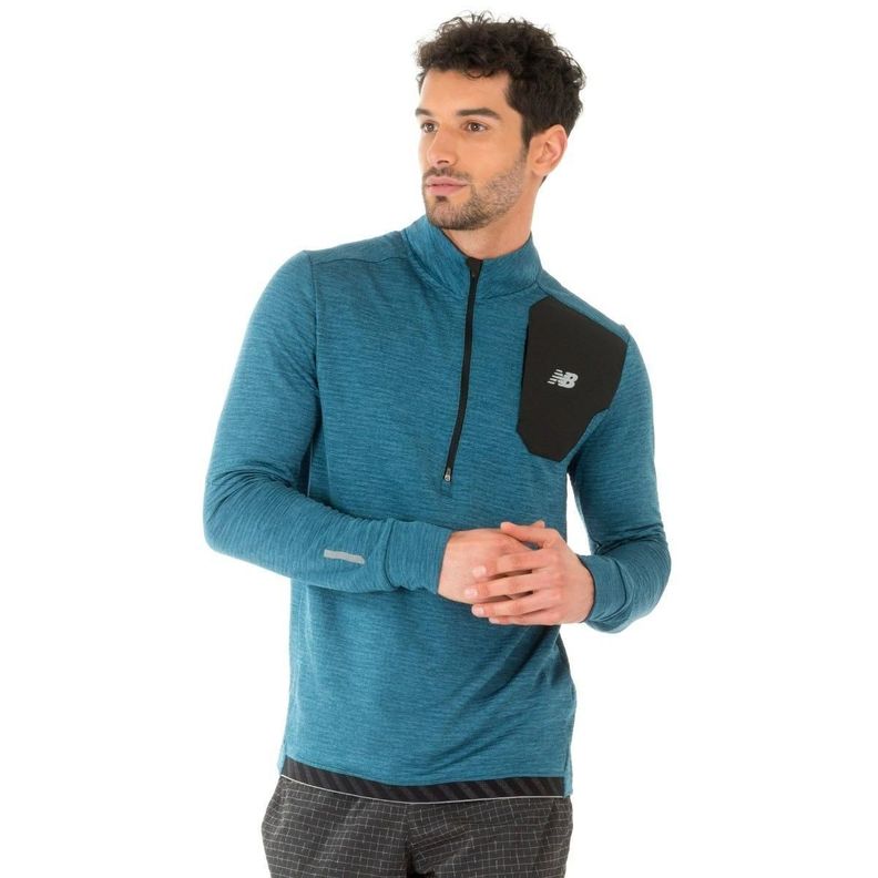 Polerón Running Hombre New Balance Quarter Zip Azul-0
