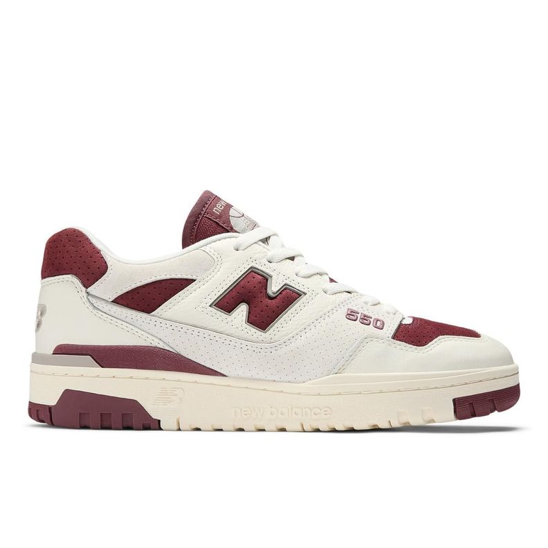 Zapatillas Urbanas Hombre New Balance 550 Blanca/Burdeo-0