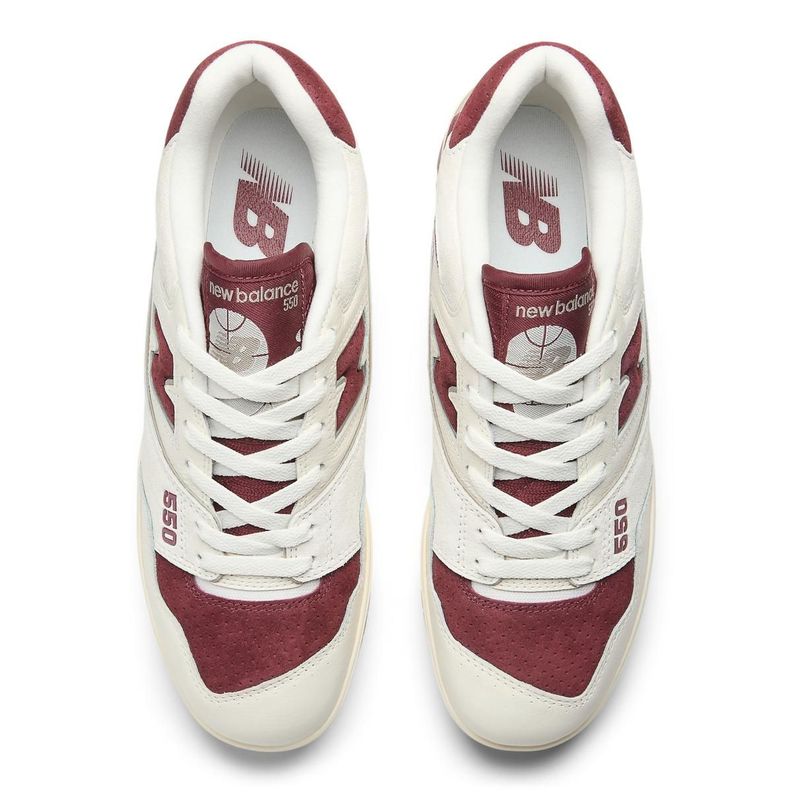 Zapatillas Urbanas Hombre New Balance 550 Blanca/Burdeo-2