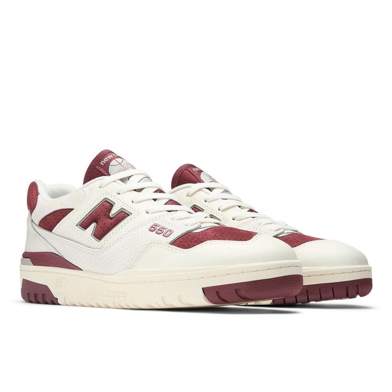 Zapatillas Urbanas Hombre New Balance 550 Blanca/Burdeo-3