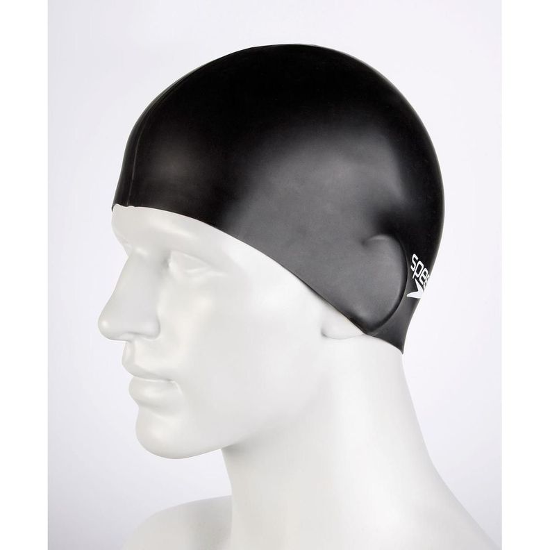 Gorro de Natación Plain Flat Silicona Negro Speedo-1