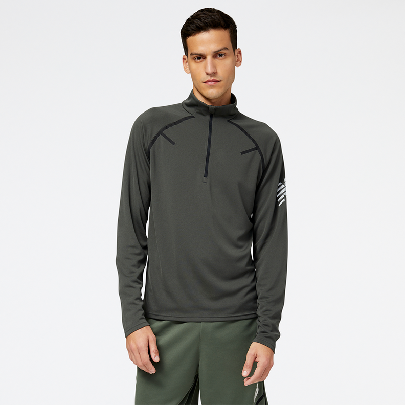 Polerón Running Hombre New Balance Quarter Zip Gris Oscuro-0