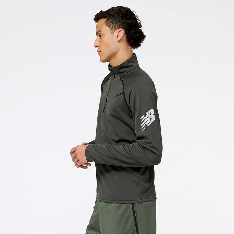 Polerón Running Hombre New Balance Quarter Zip Gris Oscuro-1