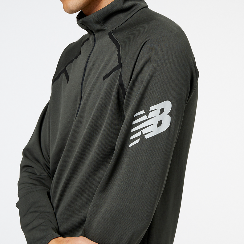 Polerón Running Hombre New Balance Quarter Zip Gris Oscuro-3