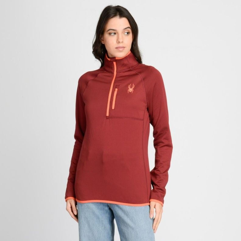 Polerón Entrenamiento Mujer Spyder Quarter Zip Burdeo-0