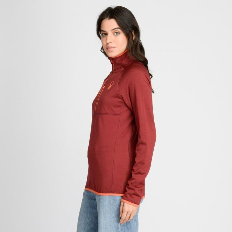 Polerón Entrenamiento Mujer Spyder Quarter Zip Burdeo-1