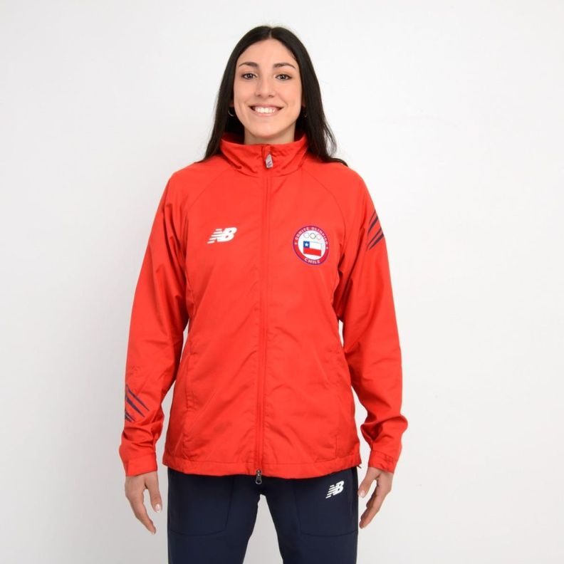 Chaqueta Mujer New Balance Team Chile Presentación Roja-0
