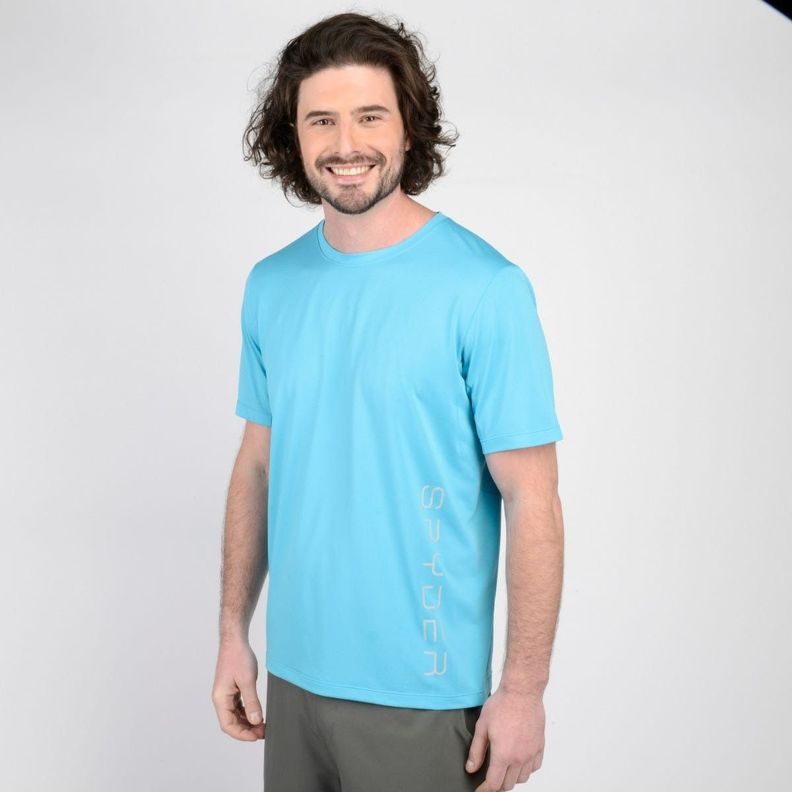 Polera Entrenamiento Hombre Spyder Celeste-0