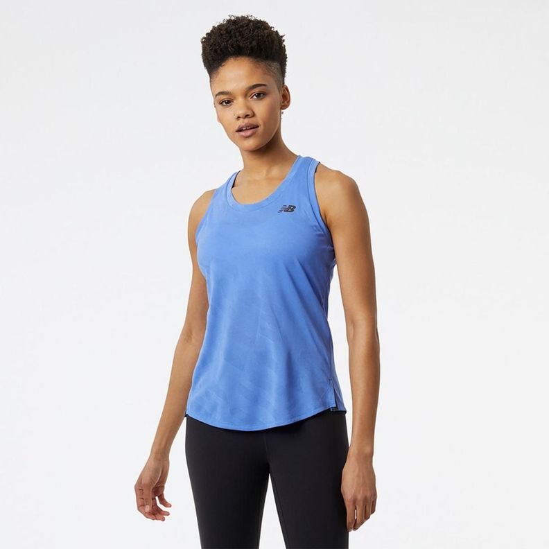 Polera Running Mujer New Balance Q Speed Jacquard Azul-0