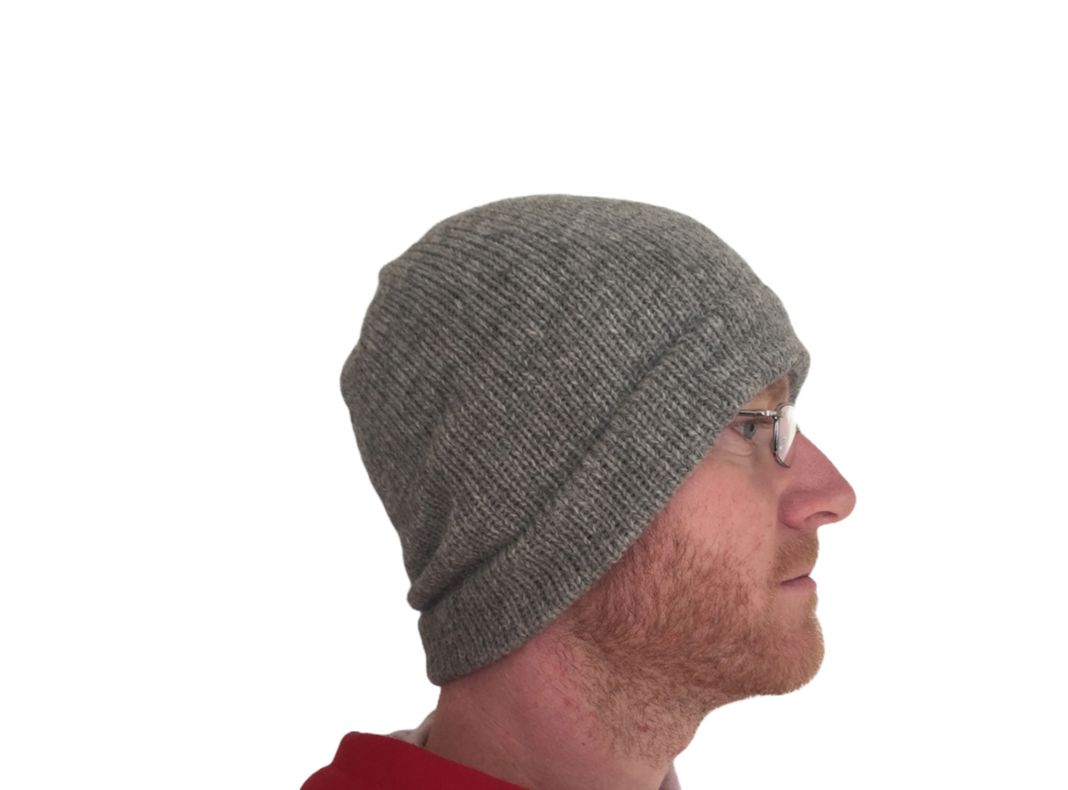 Gorro Beanie Slouchy Plomo Gris De Lana Alpaca Chilena 100%-2