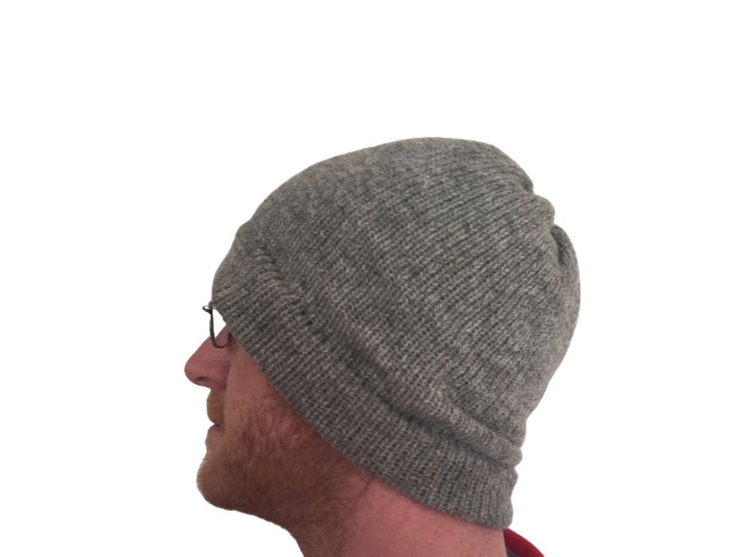 Gorro Beanie Slouchy Plomo Gris De Lana Alpaca Chilena 100%-4