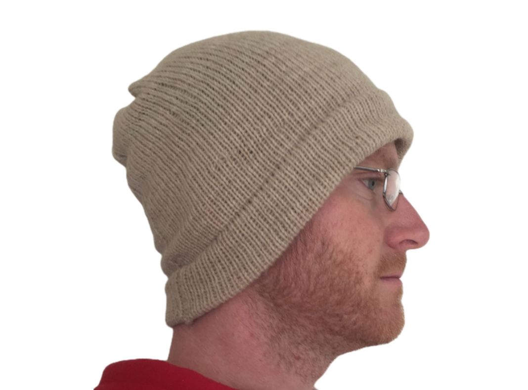 Gorro Beanie Slouchy Beige De Lana Alpaca Chilena 100%-2