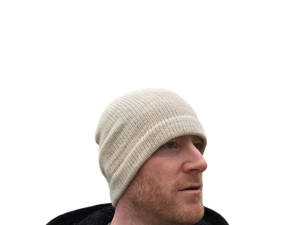 Gorro Beanie Slouchy Blanco De Lana Alpaca Chilena 100%-1