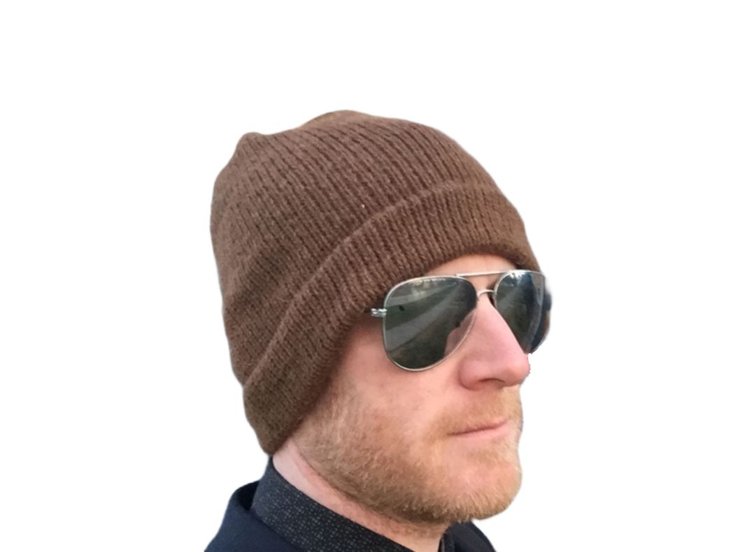 Gorro Beanie Slouchy Marrón Café De Lana Alpaca Chilena 100%-0