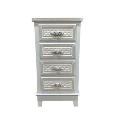Velador Blanco Vintage 4 Cajones - S4158H-0