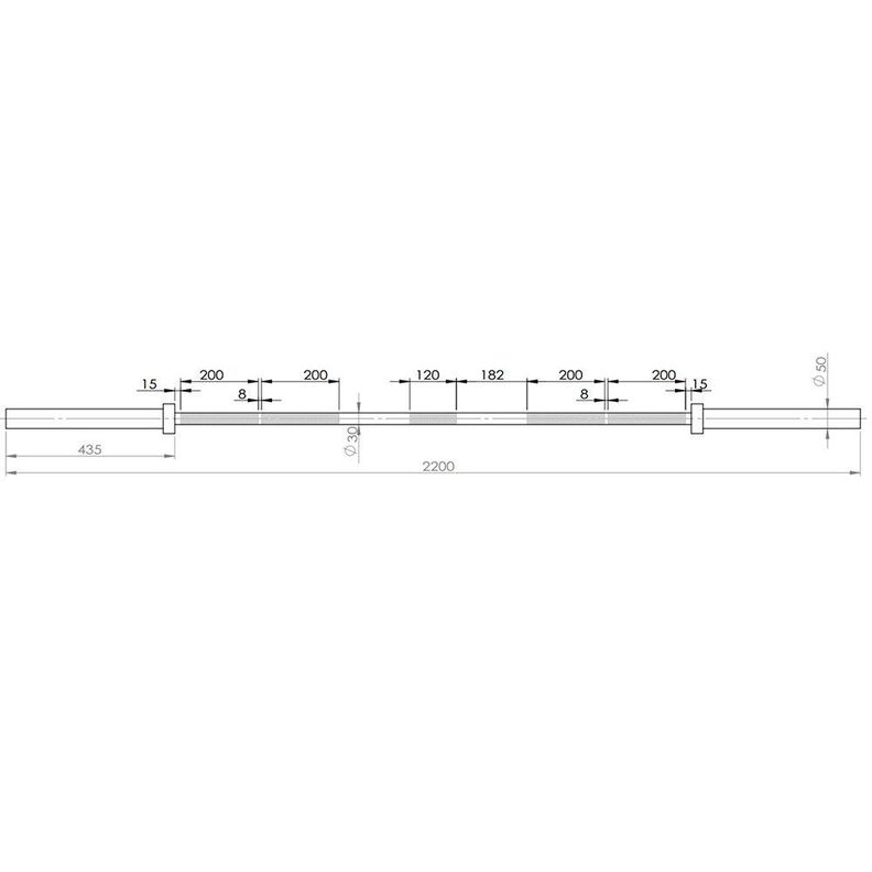 Barra Olímpica Recta Cromada 220 cm-2