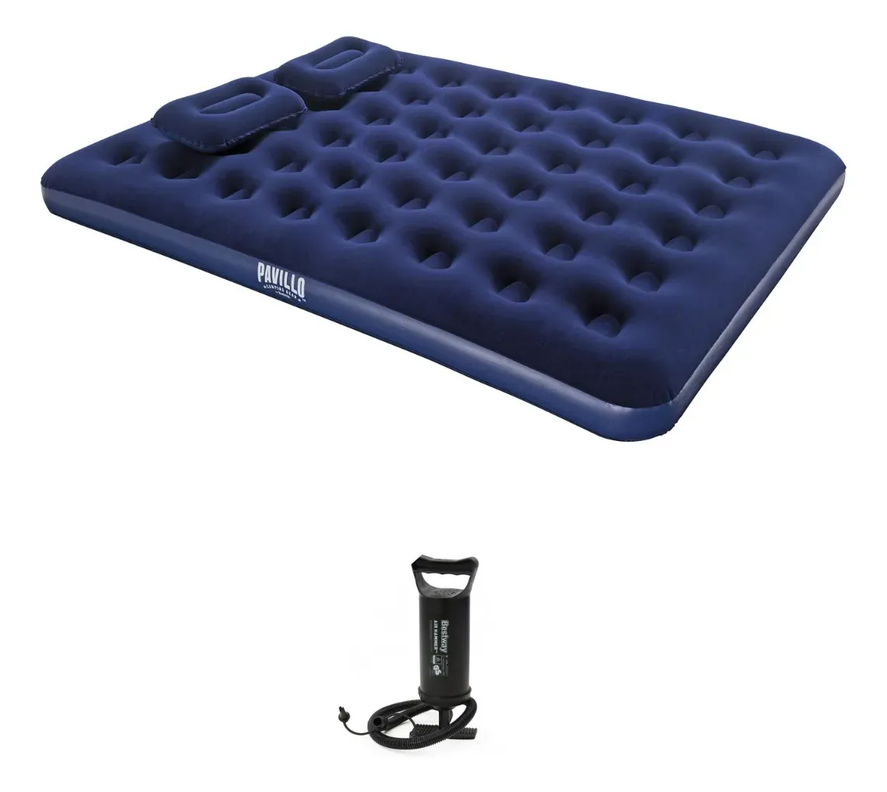 Colchon Inflable 2 Plazas Bestway + 2 Almohadas + Inflador